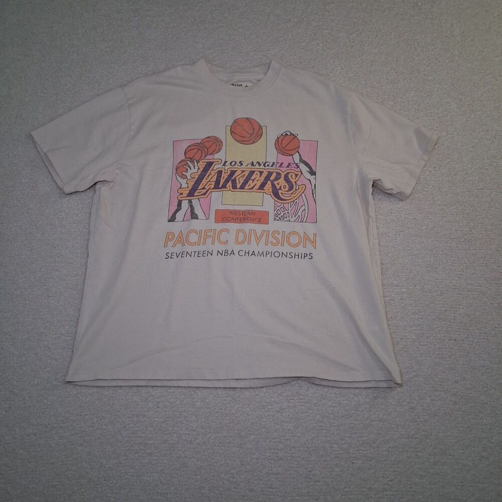 Abercrombie Fitch Soft A&f T Shirt Women's Sz L Lakers Basketball Sporty Pastel